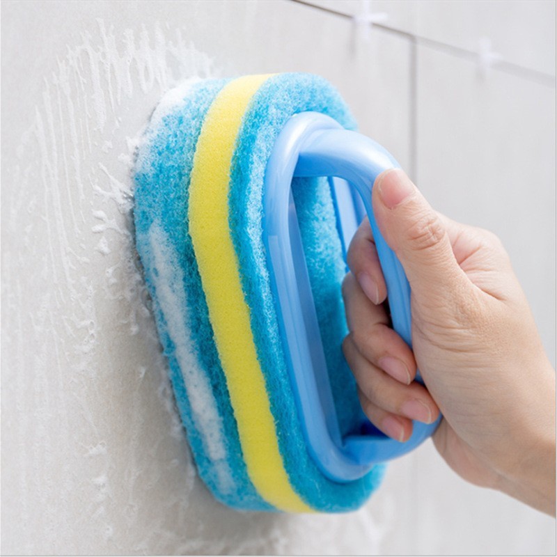 

Cleaning Brush with Handle Kitchen Sponge Wipe Thickening Bathroom Tile Cleaning Sponge Household Stain Removal Clean Tools