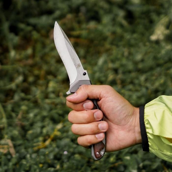 promo Pisau Lipat Outdoor Portable Knife Survival Tool Doom Blade - motif kayu terlaris