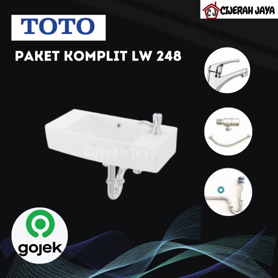 WASTAFEL TOTO LW248J + KERAN + SIFON + FLEXIBEL / WASTAFEL TOTO KOMPLIT LW 248J LW 248 J