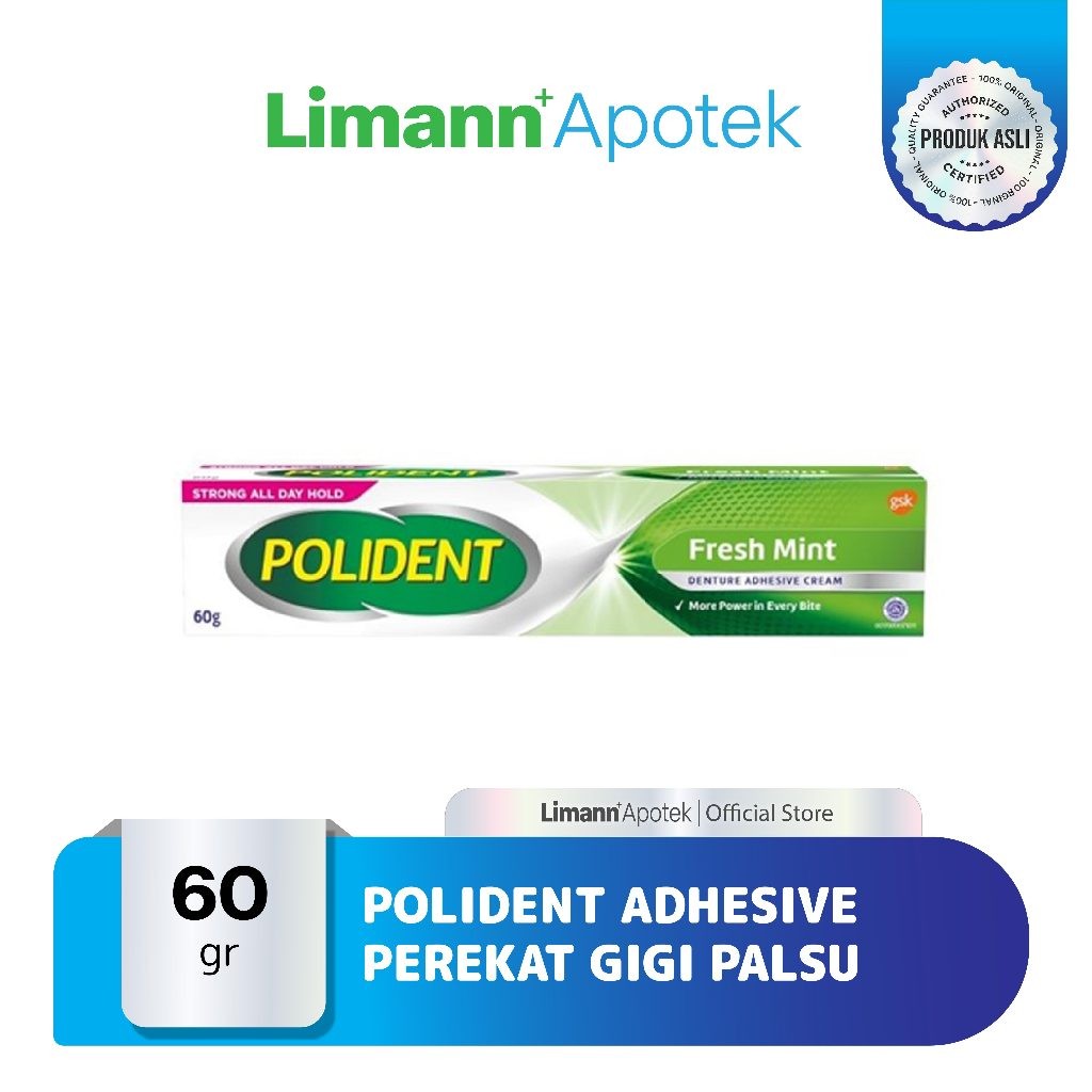 Polident Perekat Gigi / Lem Gigi Palsu 60gr