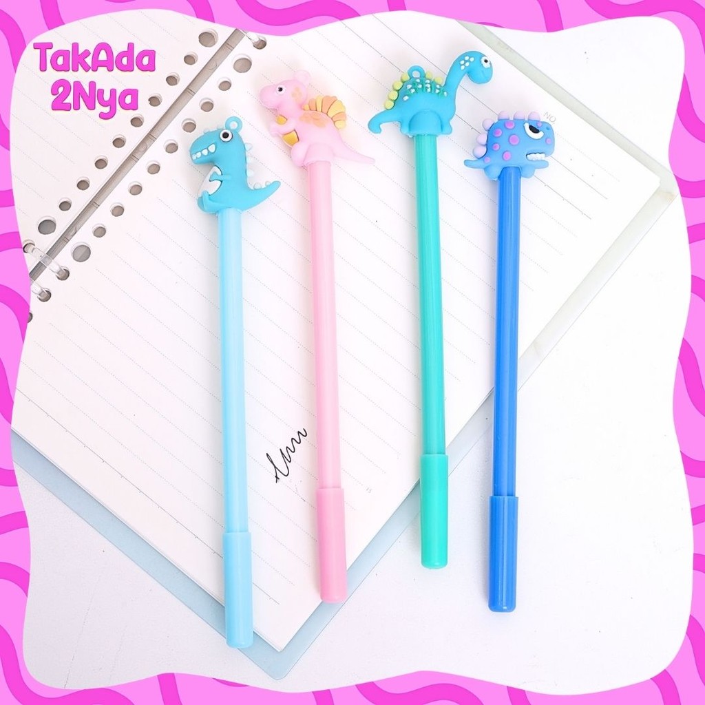 Pena Gel Dinosaurus Series Pen Bolpen Gelpen Gel Lucu Karakter Hewan Animal Dinosaurus Biru Bisa COD