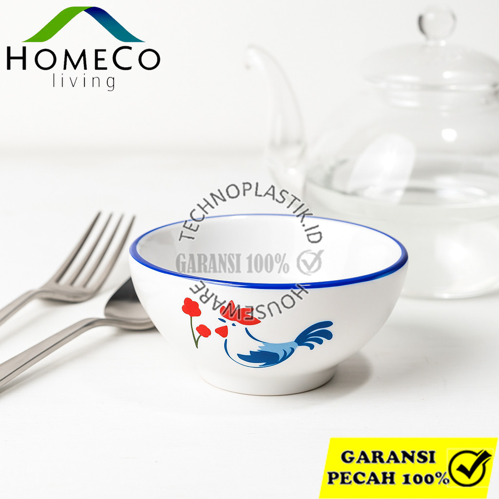 HOMECO I Am Blue – Mangkok Sambal Keramik Ayam Jago, Desain Etnik & Anti Licin