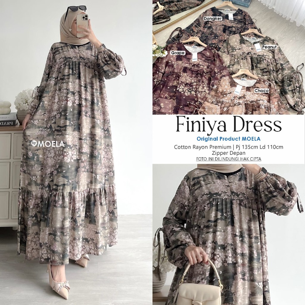 Gamis Jumbo Muslim Wanita Finiya | Dress Longgar Nyaman Bahan Adem