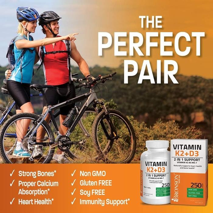Bronson Vitamin D3 K2 Bronson 5000IU / Bronson Extra Strength 10000IU - 60 CAPS Original Bestseller