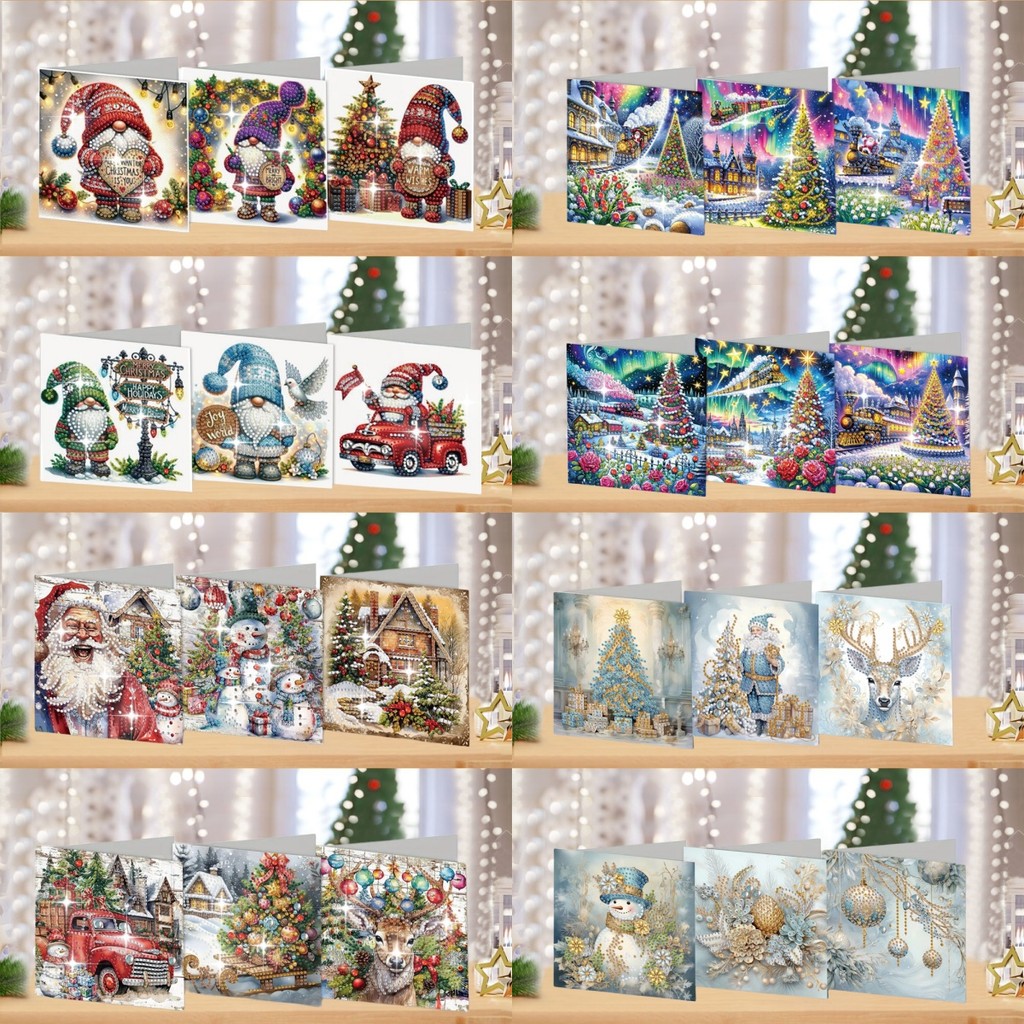

6 DIY Christmas-style diamond painting kit greeting cards, expressing unspeakable love and writing romance