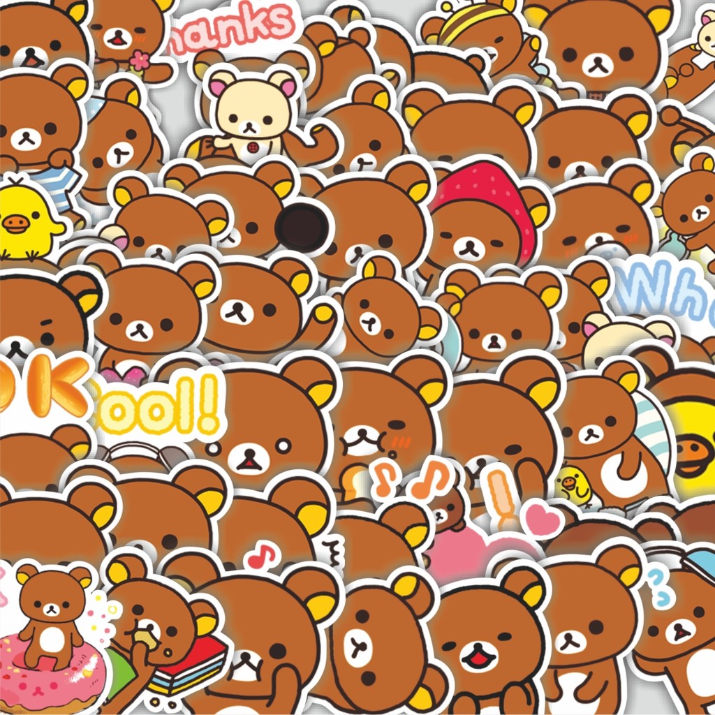 

Stiker Cutting Pack Stiker Line Rilakkuma Imagineer San X Isi 100Pcs Series Aesthetic Lucu Keren Untuk Koper Bahan Vynil