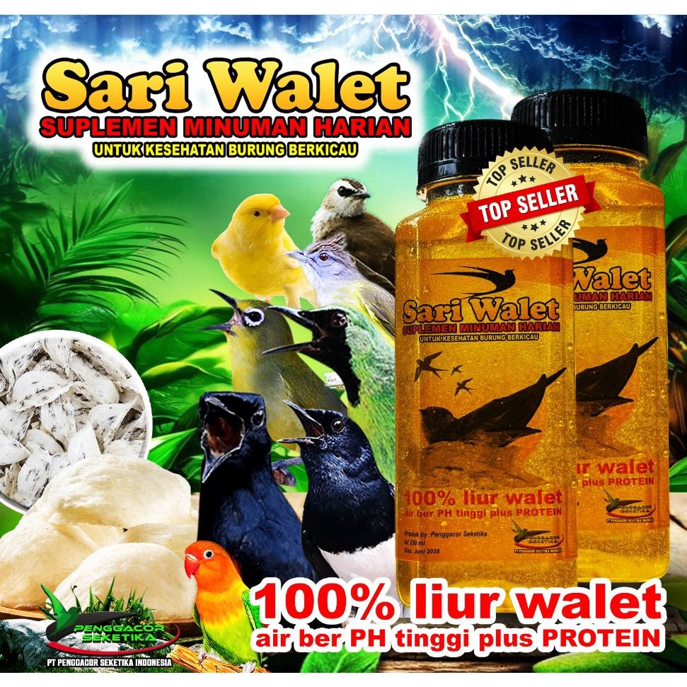 [Best Seller] Sari Walet 250ml Formula 100% Liur Walet Suplemen Minum Harian Untuk Burung Kicau