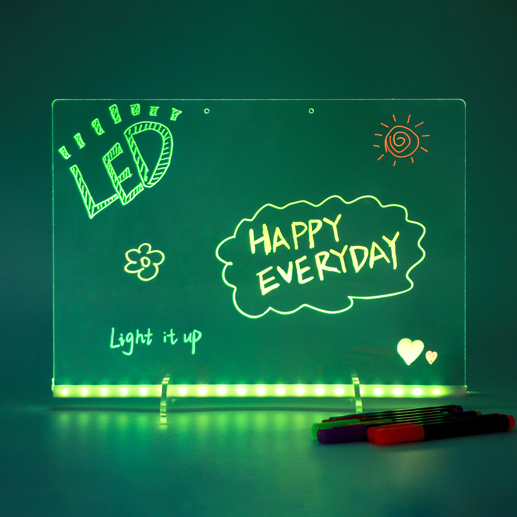 

13.8"x10" 2 in 1 LED Writing Drawing Board; DIY Light-Up Acrylic Message Board For Party To Create Fun and Engaging Atmosphere