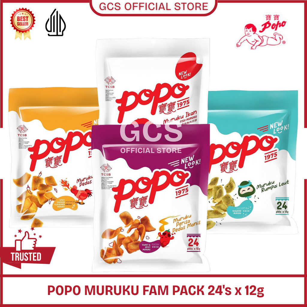 

POPO MURUKU Rasa Ikan Seaweed Spicy Chicken Sweet Spicy Otak-Ku Otakku Maruku Fish / Snack Otak-Otak Malaysia Kemasan Family Pack 288g (Isi 24's x 12g)