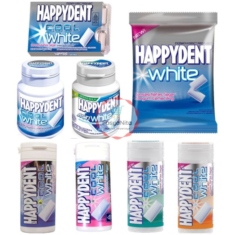 

HAPPYDENT White Mint Aneka Permen Karet Sachet Botol cool actiwhite bubble gum citrus sweet mint - Fasyanita Online Fresh Mart Denpasar