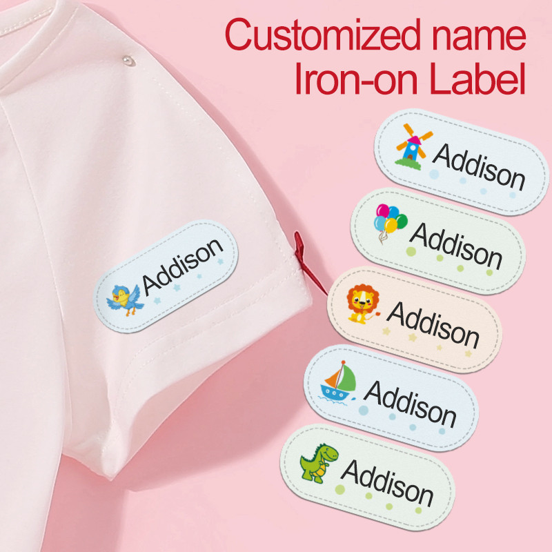 

Custom Waterproof School Labels for Kids - Iron-On Name Tags Options for School, Durable Personalized Stickers for Uniforms