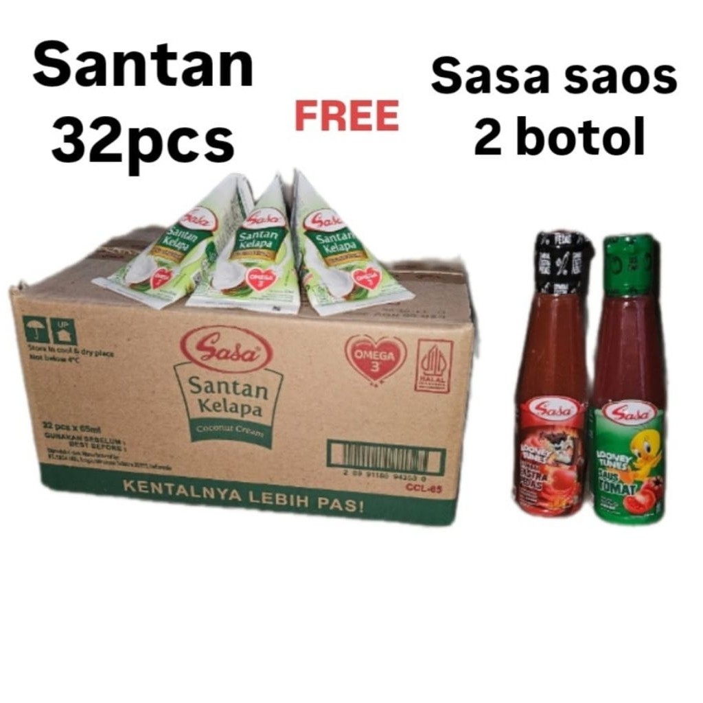 

Sasa santan 65ml per karton isi 32 pcs free 2 botol sasa saos