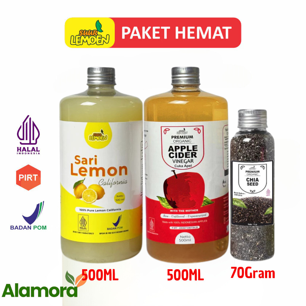 

Paket Suur Lemoen Cuka Apel 500ml Sari Lemon 500ml Chia Seeds 70gram
