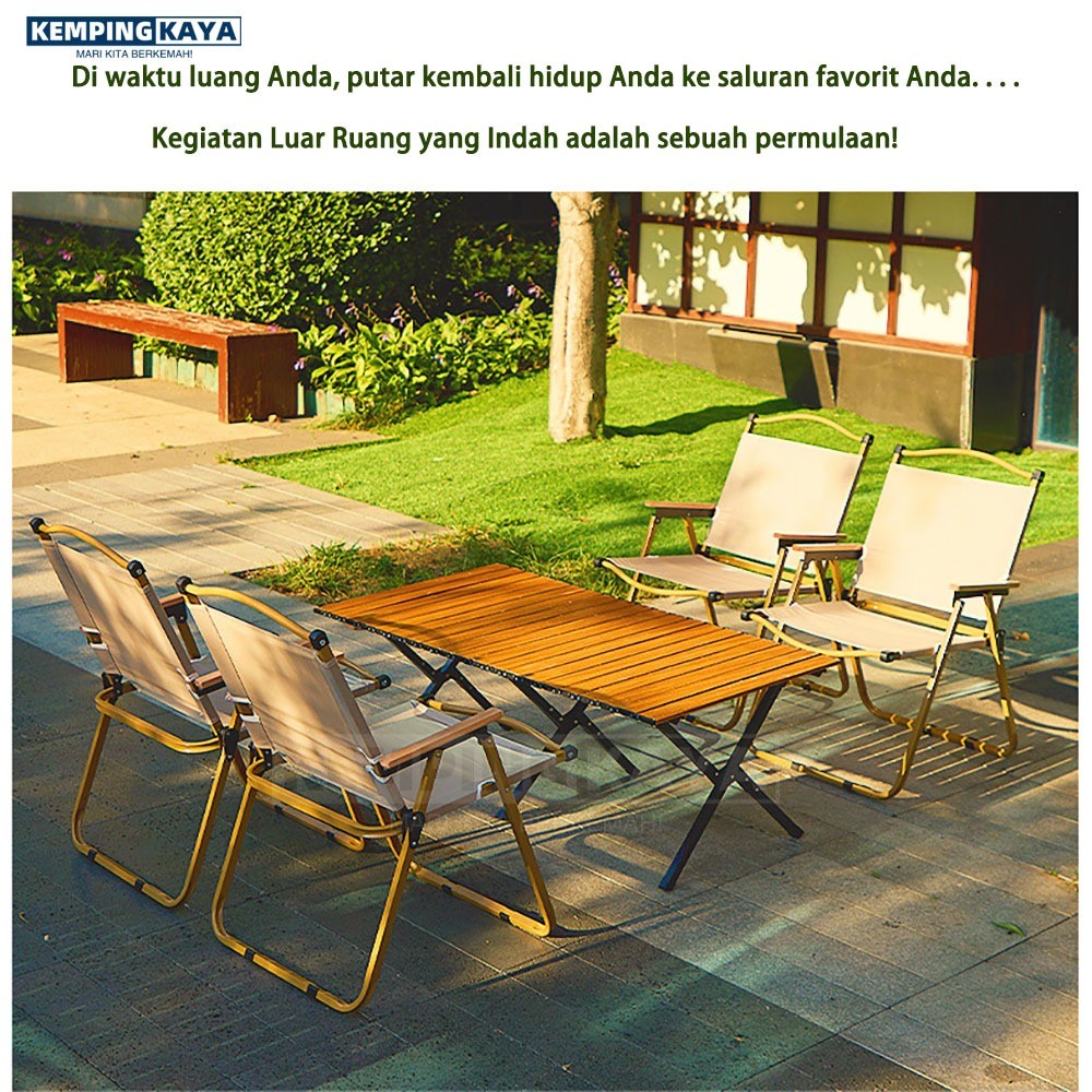 Kursi Lipat Kermit Kursi Pantai Lipat Dengan Gagang Kayu Kursi Camping Beban 150kg