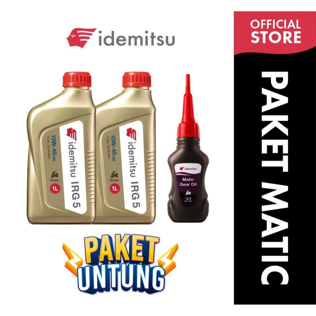 HARSTORE PAKET OLI IDEMITSU IRG5 10W-40 MB (1L) 2 BOTOL + IDEMITSU Matic Gear