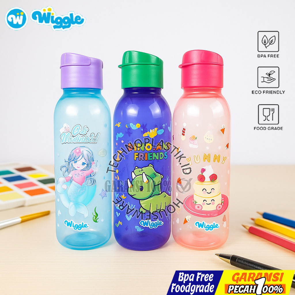 WIGGLE Botol Minum Hello Dino & Pink Dessert Bottle Sport 670Ml | Botol Minum Anak