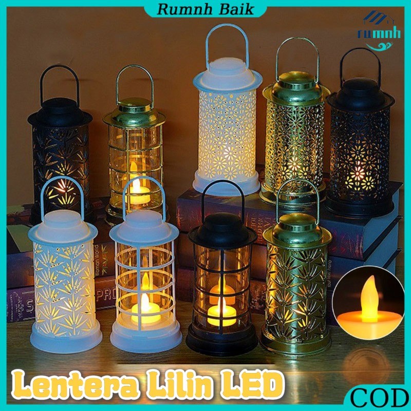 Lentera Lilin LED / Ornamen Lebaran / Lampu Lilin Gantung Dekorasi Eid Mubarak Lentera