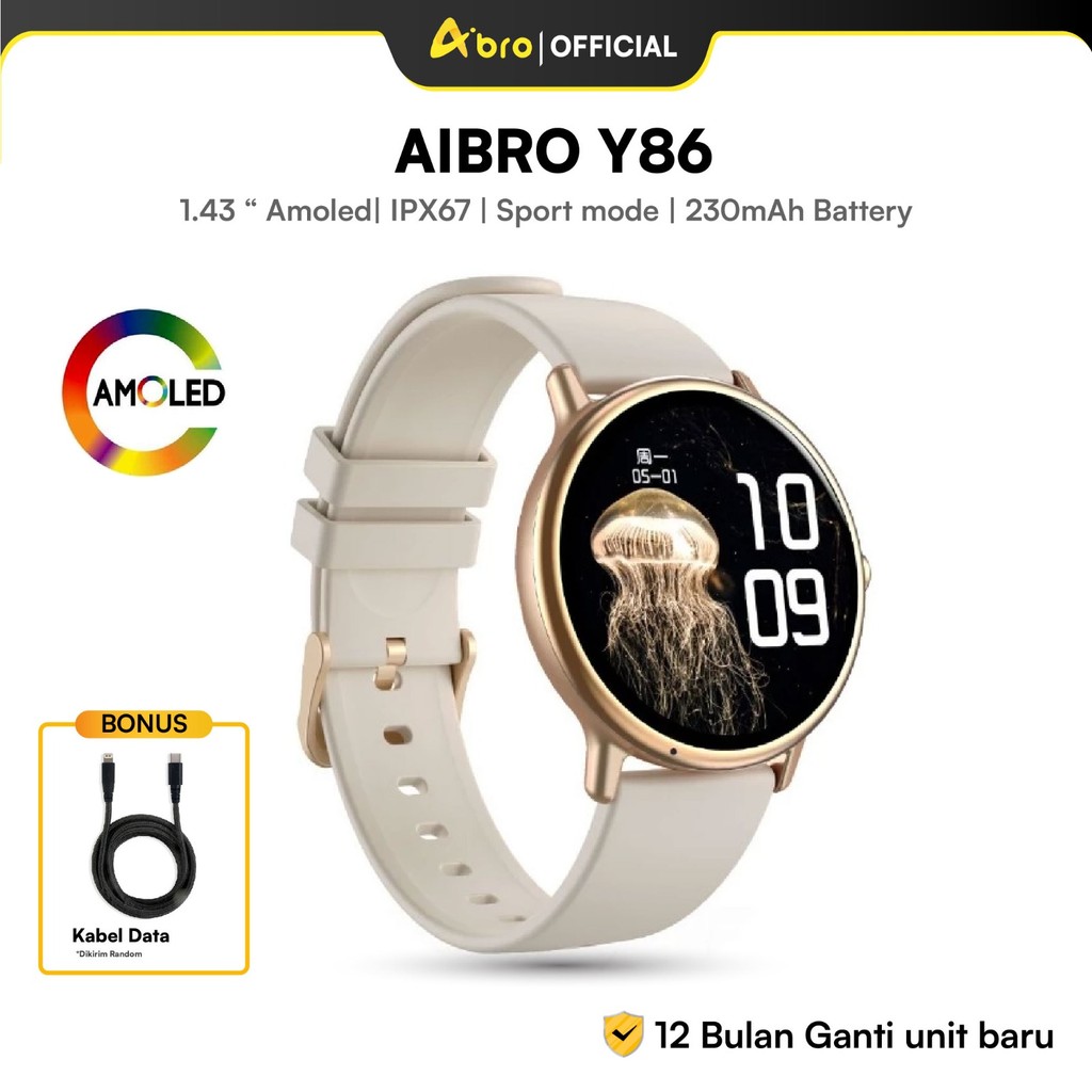 [ CLEARANCE SALE ] Smartwatch Aibro Y86 Jam Tangan Wanita | Layar 1.43 Inch | IPX68 Water Resistance
