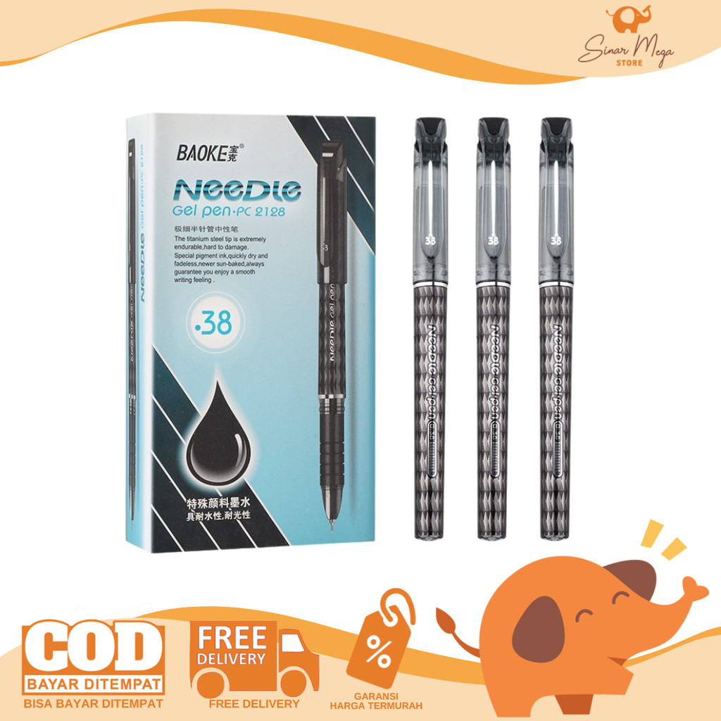 Baoke Needle Gel Ink Pen PC-2128 Black 0.38mm