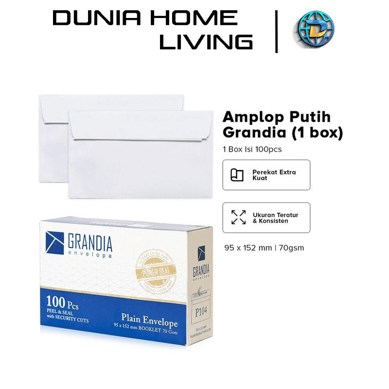 

PAKET 5 KOTAK Isi 00Pcs Amplop Putih P 04 Grandia Amplop Polos Kecil Dengan Lem Perekat