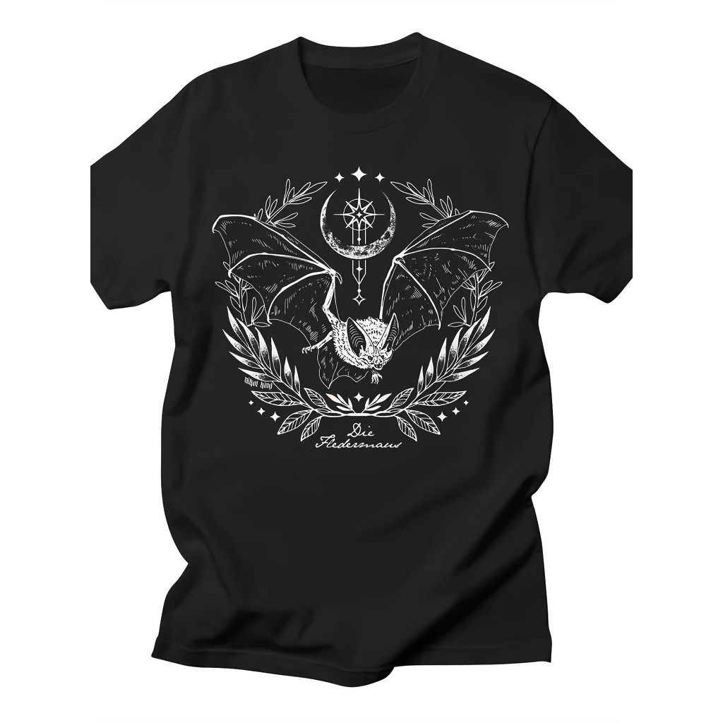 Kaos Pria Desain Kelelawar Retro - Kaos Katun Hitam, Desain Unik