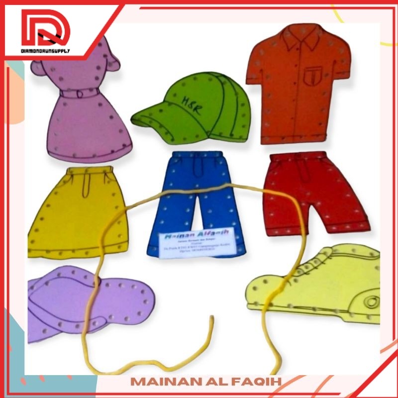 TERBARU Mainan Edukasi Anak Menjahit Baju / Mainan Montessori / Mainan Kayu Edukatif