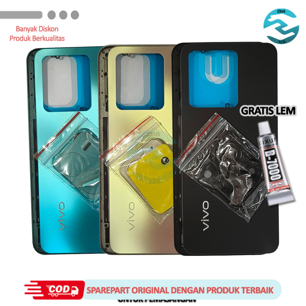 Backdoor + Bezel Vivo V25 / Vivo V25E Tutup Belakang + Bezel Bejel Bajel Back Cover [GRATIS LEM 3ML]