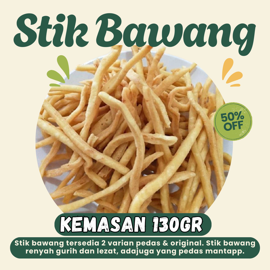 

Stik Bawang Pedas130gram Stik Bawang Gurih Aroma Asli