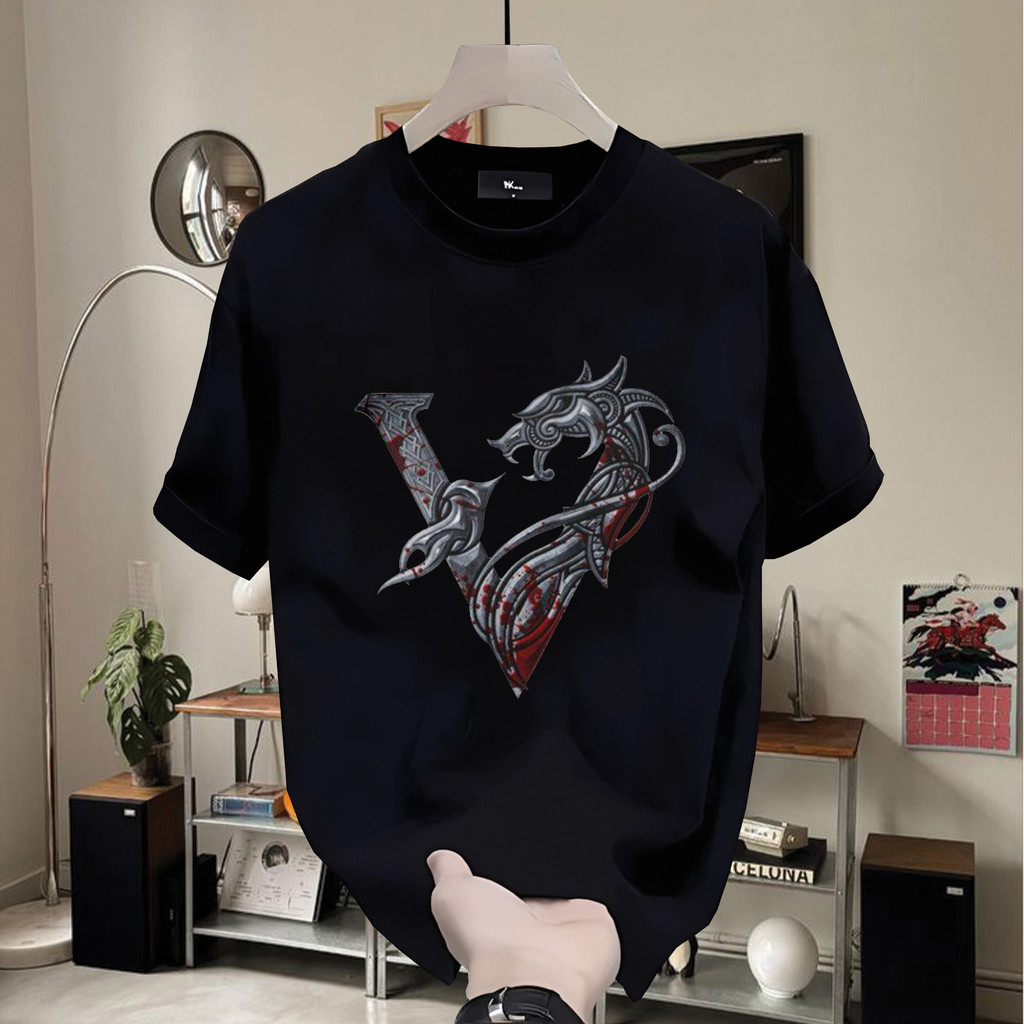 COD | Kaos Pria V Tropical Beach Print | T Shirt Oversize Unisex Streetwear Premium | Kaos Distro Hi