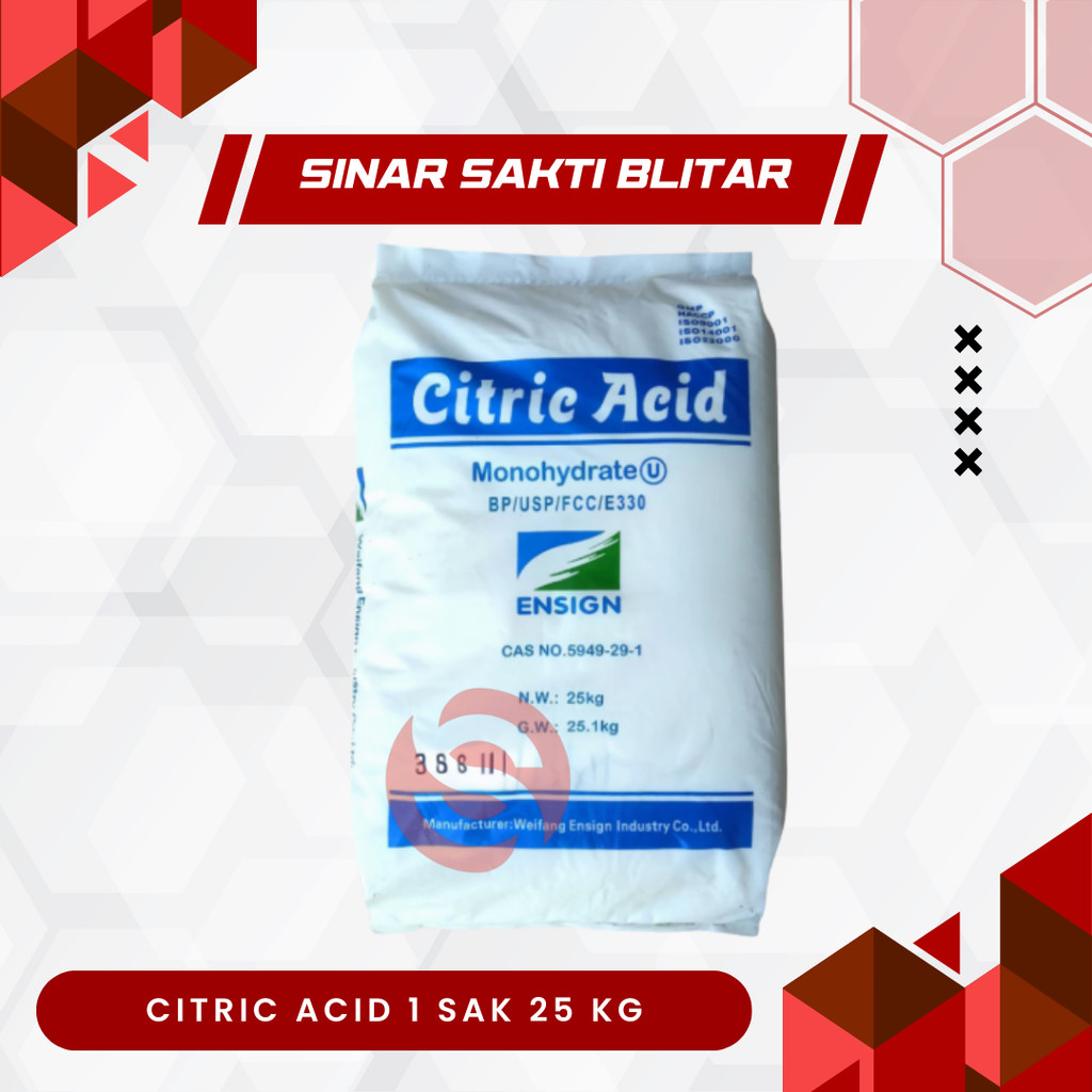 CITRIC ACID 1 SAK 25 KG - FOOD GRADE - Sitrun - Citrun - Sitrat - Sitrun Makanan - Asam Sitrat - Cit