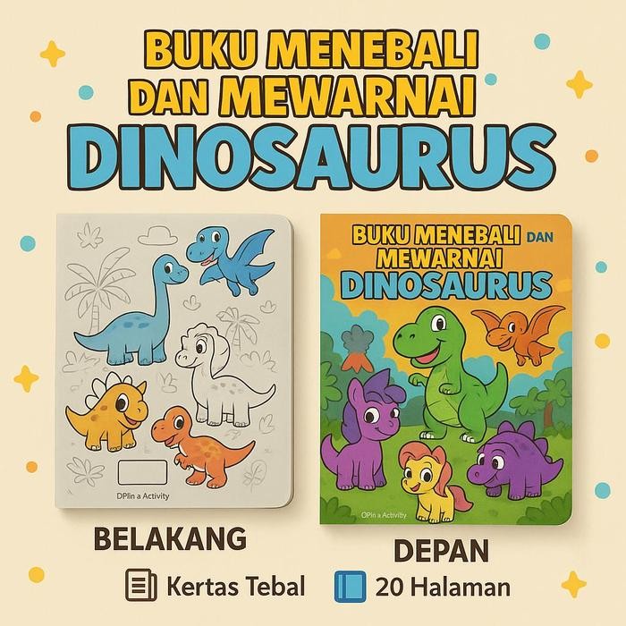 

DpinxAaTivityBuku Gambar Menebali dan Mewarnai Dinosaurus Karakter Lucu – Edukasi & Hiburan Kreatif | Buku Aktivitas Belajar Menggambar untuk PAUD TK SD - A4