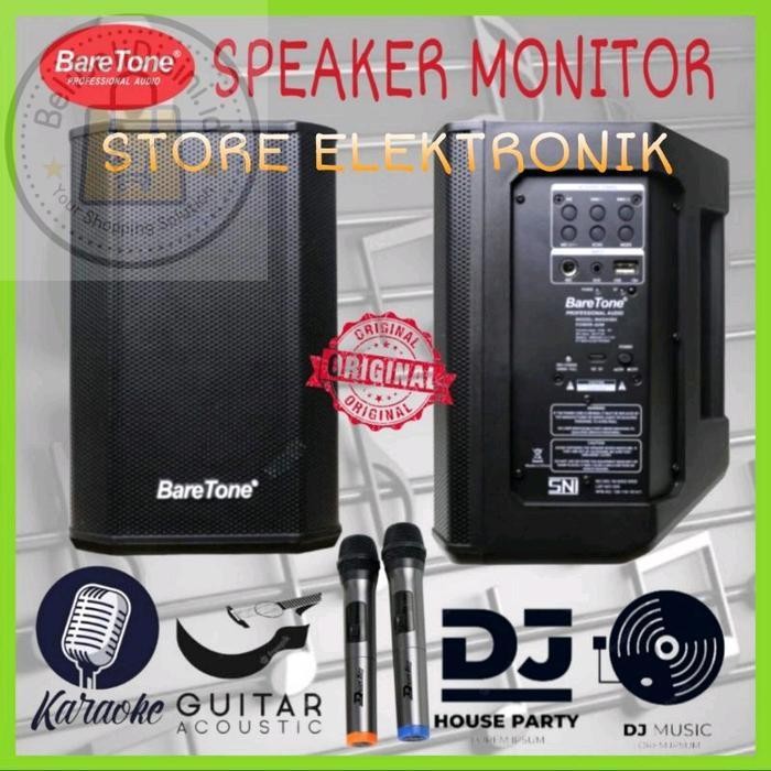 Speaker Monitor BARETONE 5 Inch Plus 2 Mic Wireless Karaoke Youtube