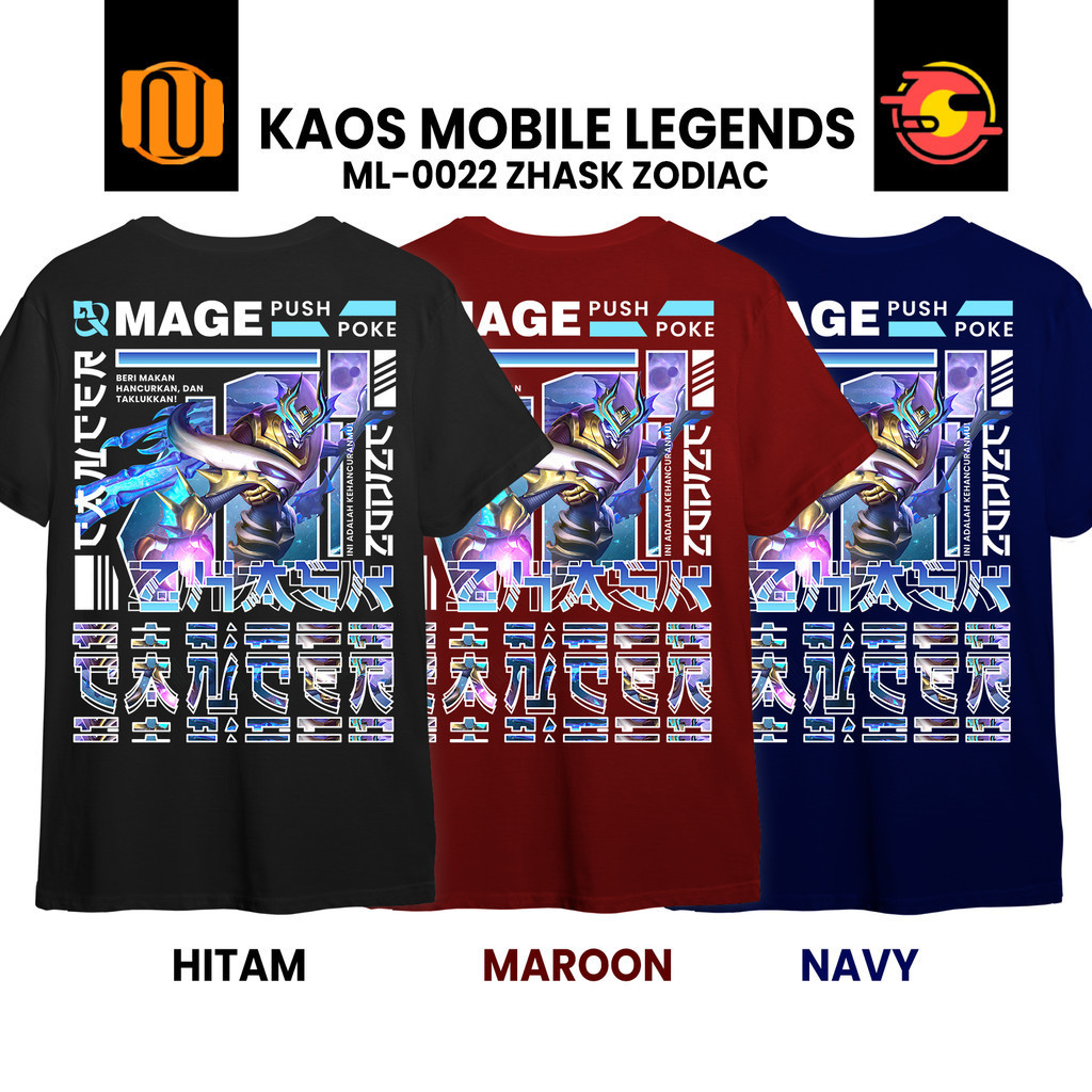Kaos ZHASK SKIN ZODIAC CANCER Mobile Legeds MLBB Lengan Pendek Hitam  Pria Wanita