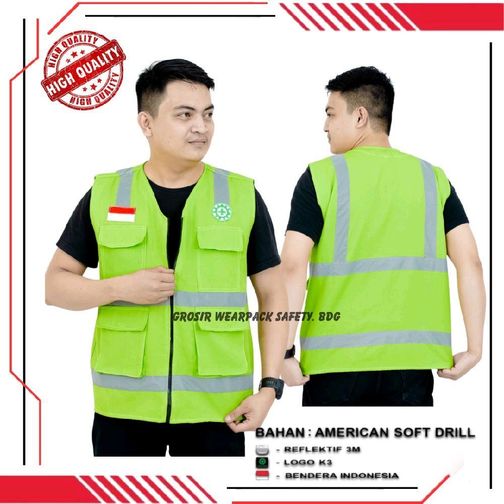Rompi Safety K3 Warna Hijau | Rompi Proyek | Seragam Kerja Lapangan