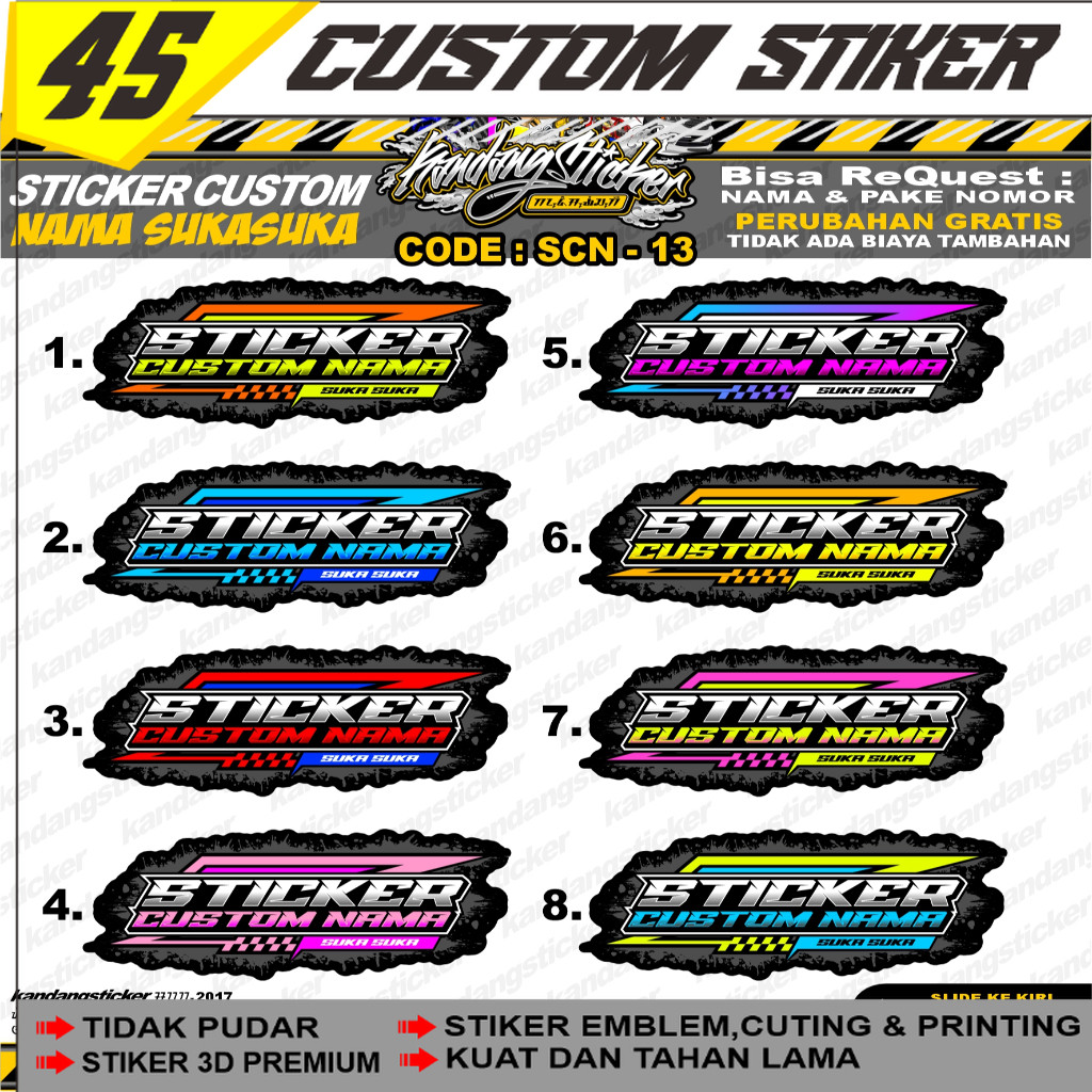 Stiker Custom Nama SCN-13 StickerCustom Racing Sunmori Sticker motor Stikercustom Stiker Custom Satu