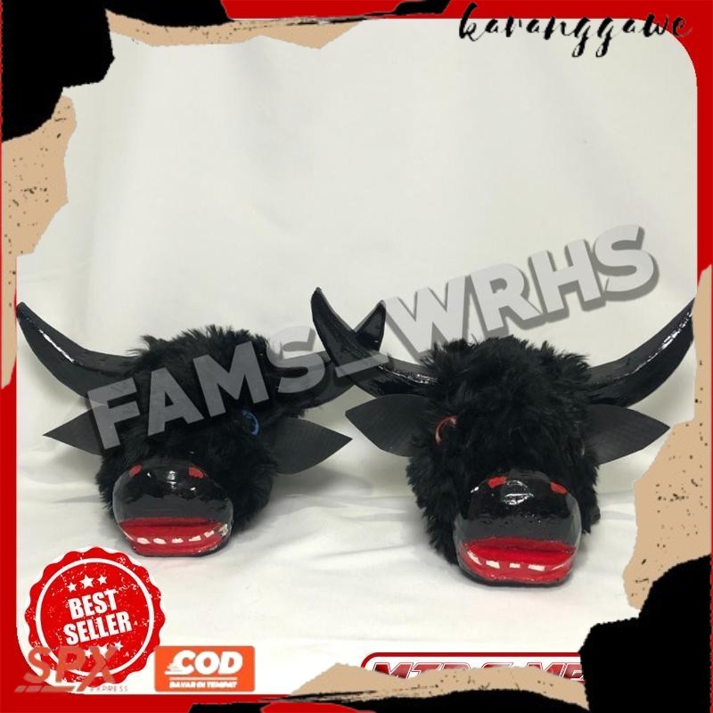 KEREN ABISSS (Terbaik) Bantengan Bulu Putih Mini Bantengan Anak Bahan Kayu Variasi Bulu Hitam Tv52 C