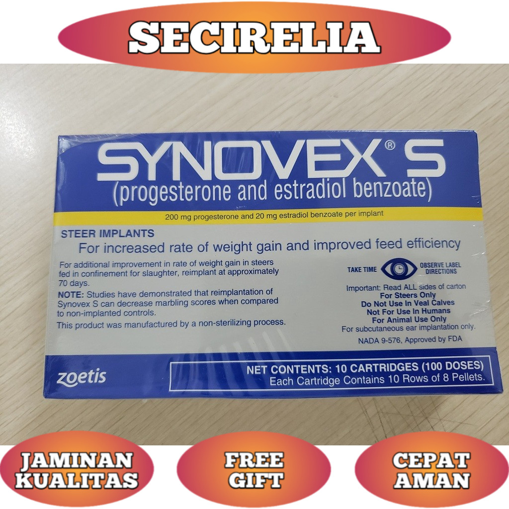 Synovex S Zoetis 100 ekor -Utk Jantan Sapi-