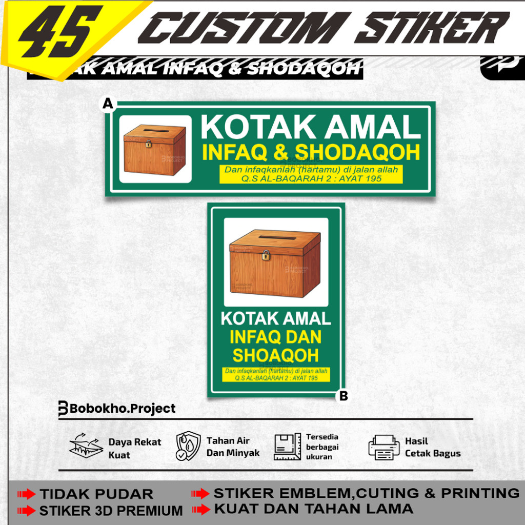 Stiker Kotak Amal Masjid / Stiker Kotak Infaq Musholla / Stiker Kotak Shodaqoh Masjid