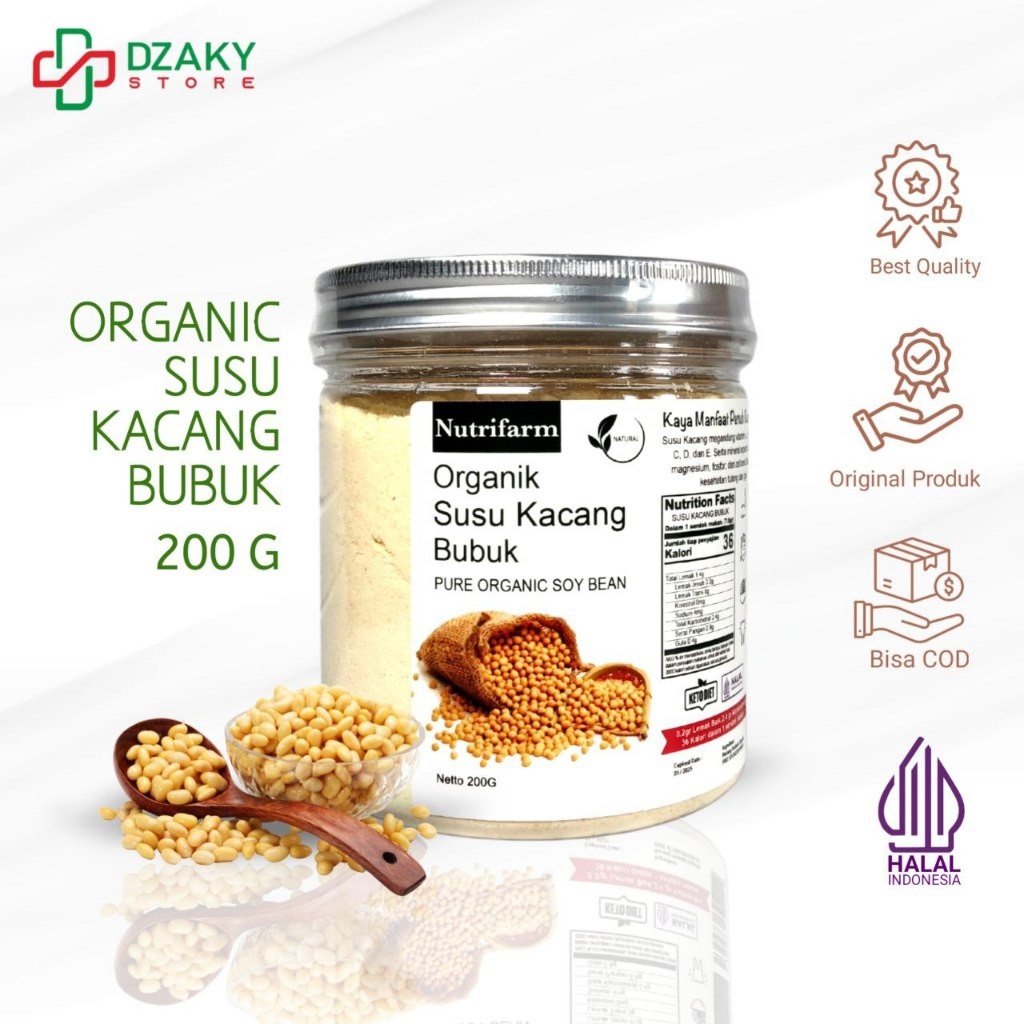 Susu Kacang Kedelai Tanpa Gula Bubuk Murni 200gr