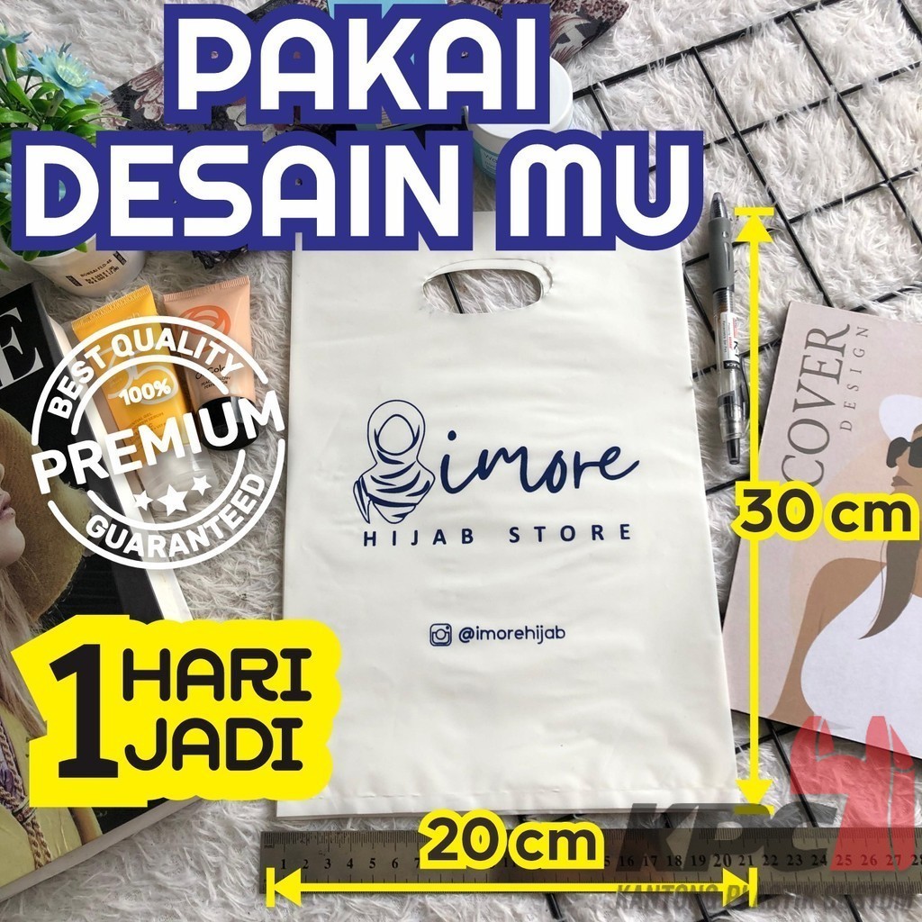 Kresek Sablon 20x30 plong HD - FREE DESIGN - Minimal 100 pcs