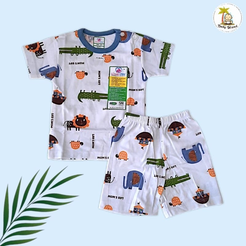 Moms Gift SETELAN BAJU ANAK BAYI CELANA PENDEK 0 - 2 TAHUN KATUN PREMIUM / PIYAMA BAJU TIDUR OBLONG 