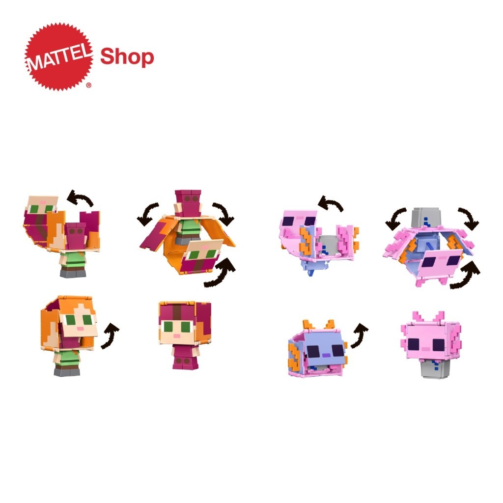 MURAH PRODUK TERBATAS TERBAIK- Minecraft Alex in Leather Armor dan Pink Axolotl - Mainan Action