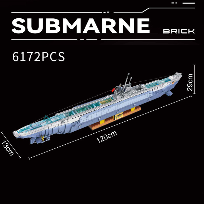 Compatible With LEGO German Military Untersee-Boot Large U-shaped Submarine Buig Blocks WW2 Arms Bri