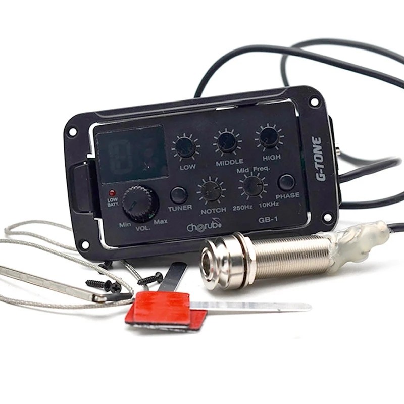Cherub GB-1 G-Tone Series Acoustic Guitar Preamp Piezo Pickup 3-Band EQ Equalizer with Notch/Phase/M