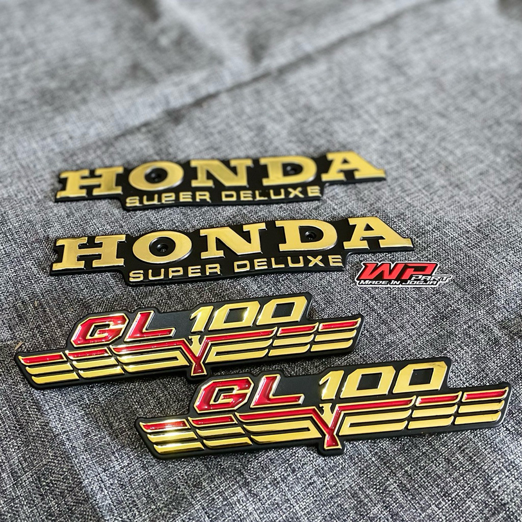 EMBLEM TANGKI GL 100 GL 125 LOGO TANGKI GL 100 SET EMBLEM TEPONG GARUDA IMPORT WHELLPROF BAHAN KUNIN