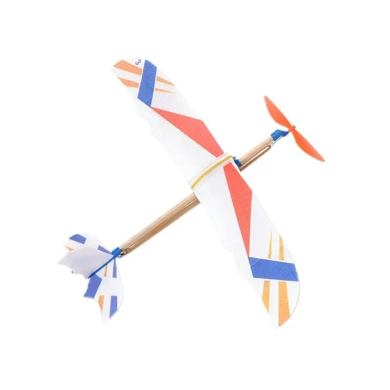 Y Hand Throw Flying Glider Planes Elastic Rubber Band Powered Flying Airplane Assembly Model Kids Ou