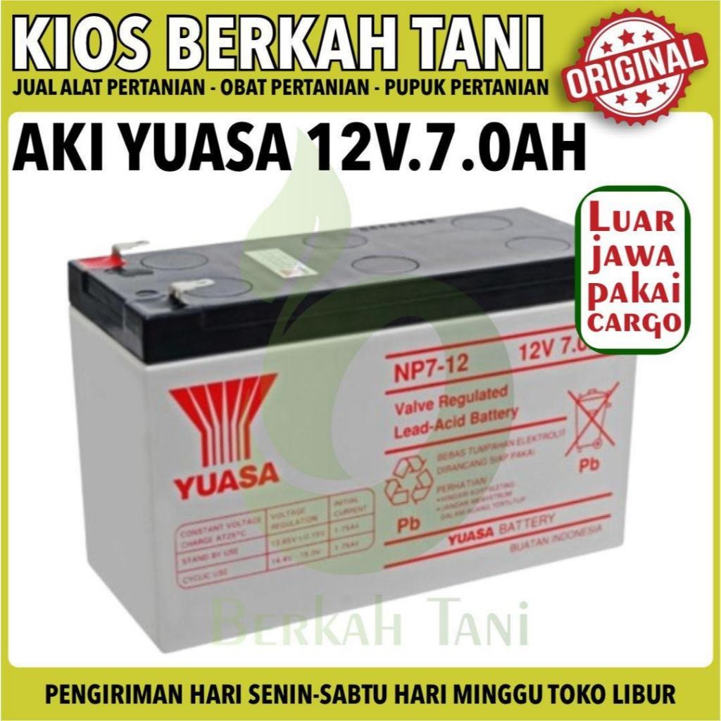 Aki Kering YUASA 12V 7AH Original ACCU tangki pompa semprot elektrik UPS SELIS electric battery spra
