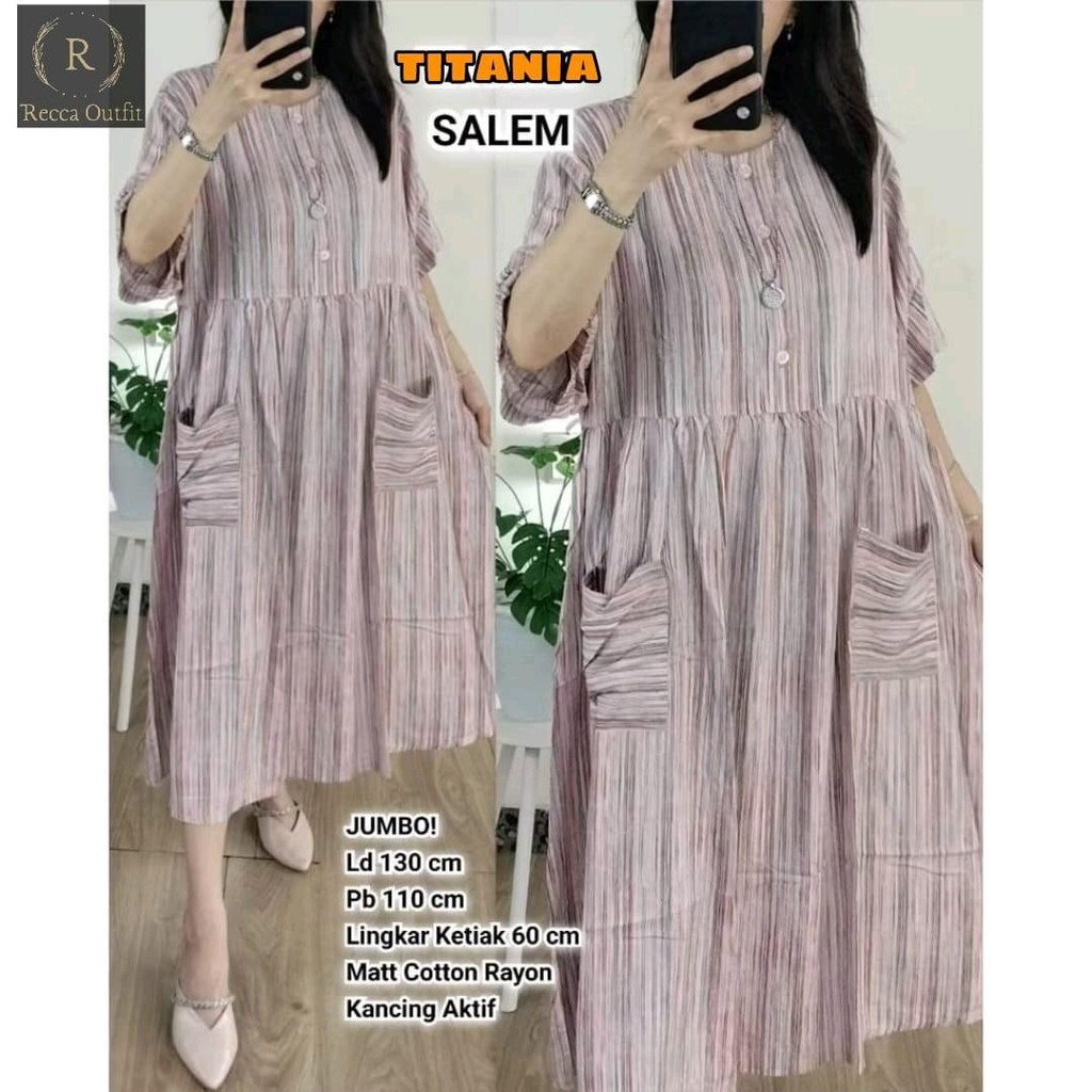 Titania Long Tunik Atasan Jumbo Oversize Motif Salur Busui Premium