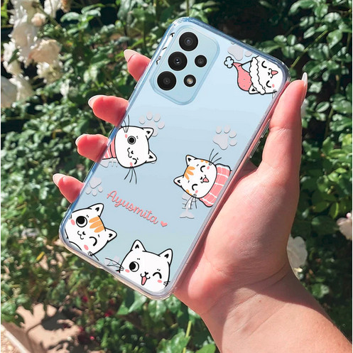 Case Samsung A32 A52 a52s A72 Cartoon Cat Cute Softcase Gambar Silicone Tpu Slim Clear Casing
