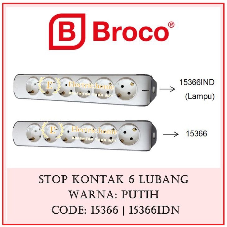 BROCO STOP KONTAK MIRING 6 LUBANG 15366 | 15366IND (LAMPU) HARGA GROSIR SNI ORIGINAL ORI MURAH